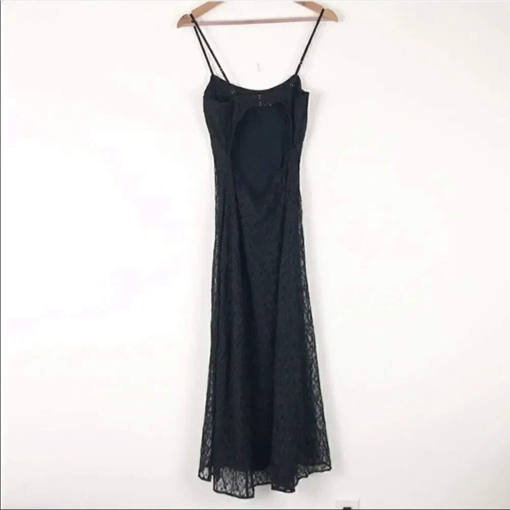Free People Cherie Black Lace Midi Dress Size S